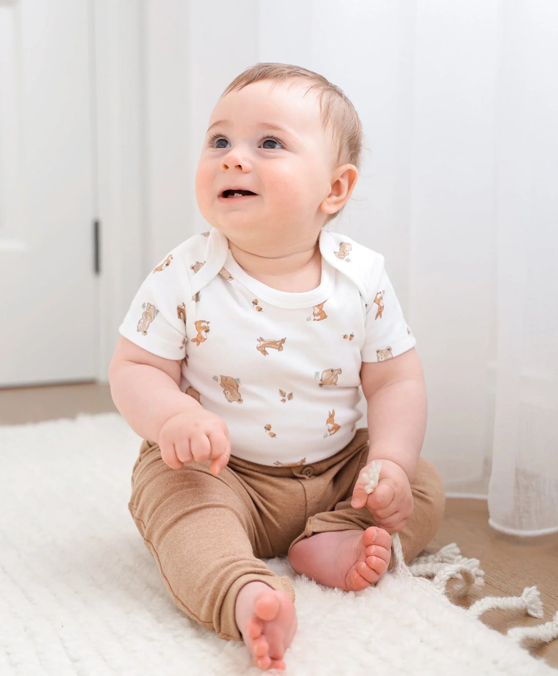Organic Cotton Short Sleeve Bodysuit - Bear &amp; Bunny