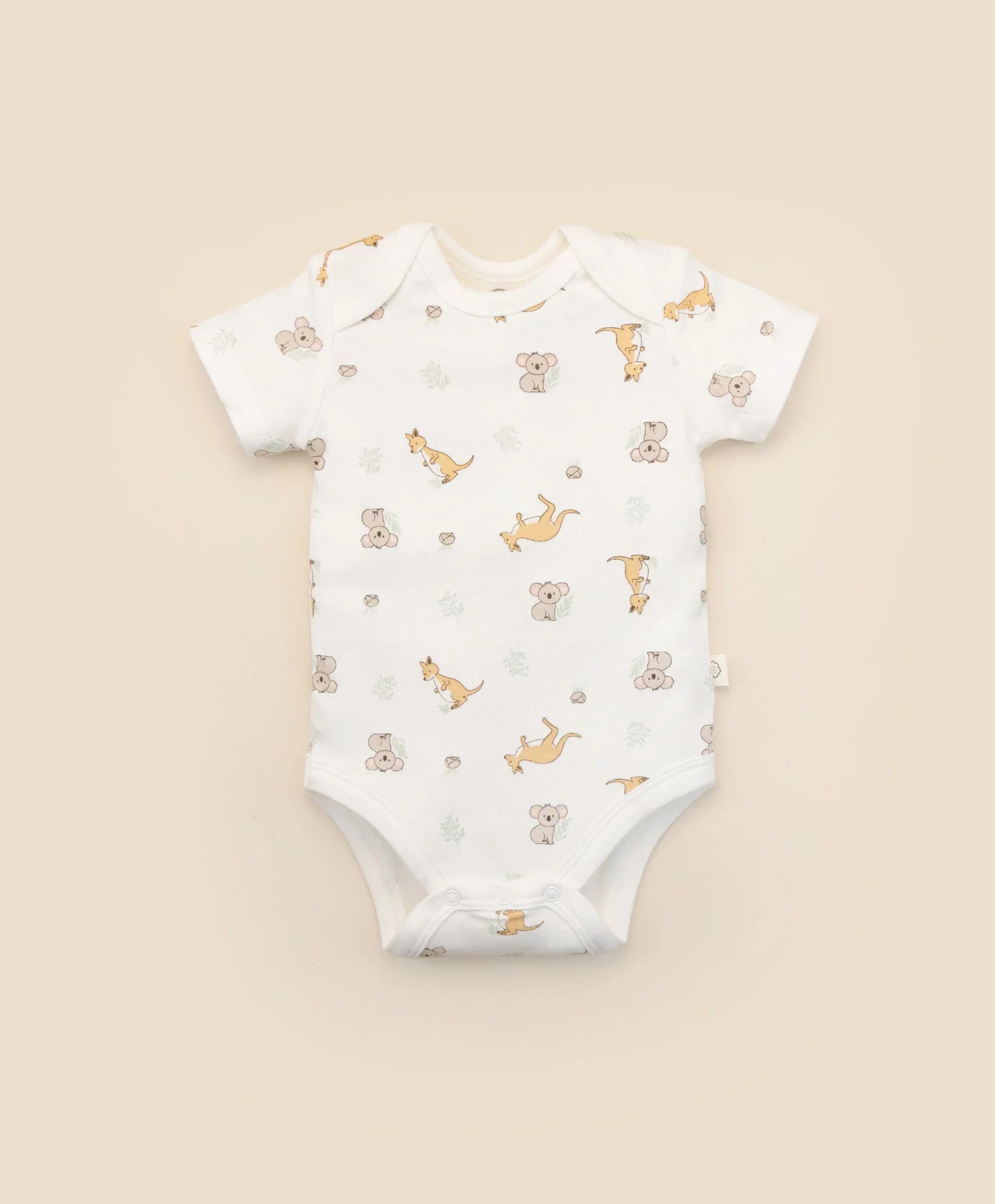 Baby short sleeve bodysuit - Kangaroo & koala Lummi in Colour Babywear