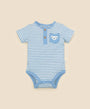 Organic Cotton Short Sleeve Bodysuit - Koala & Blue Stripes