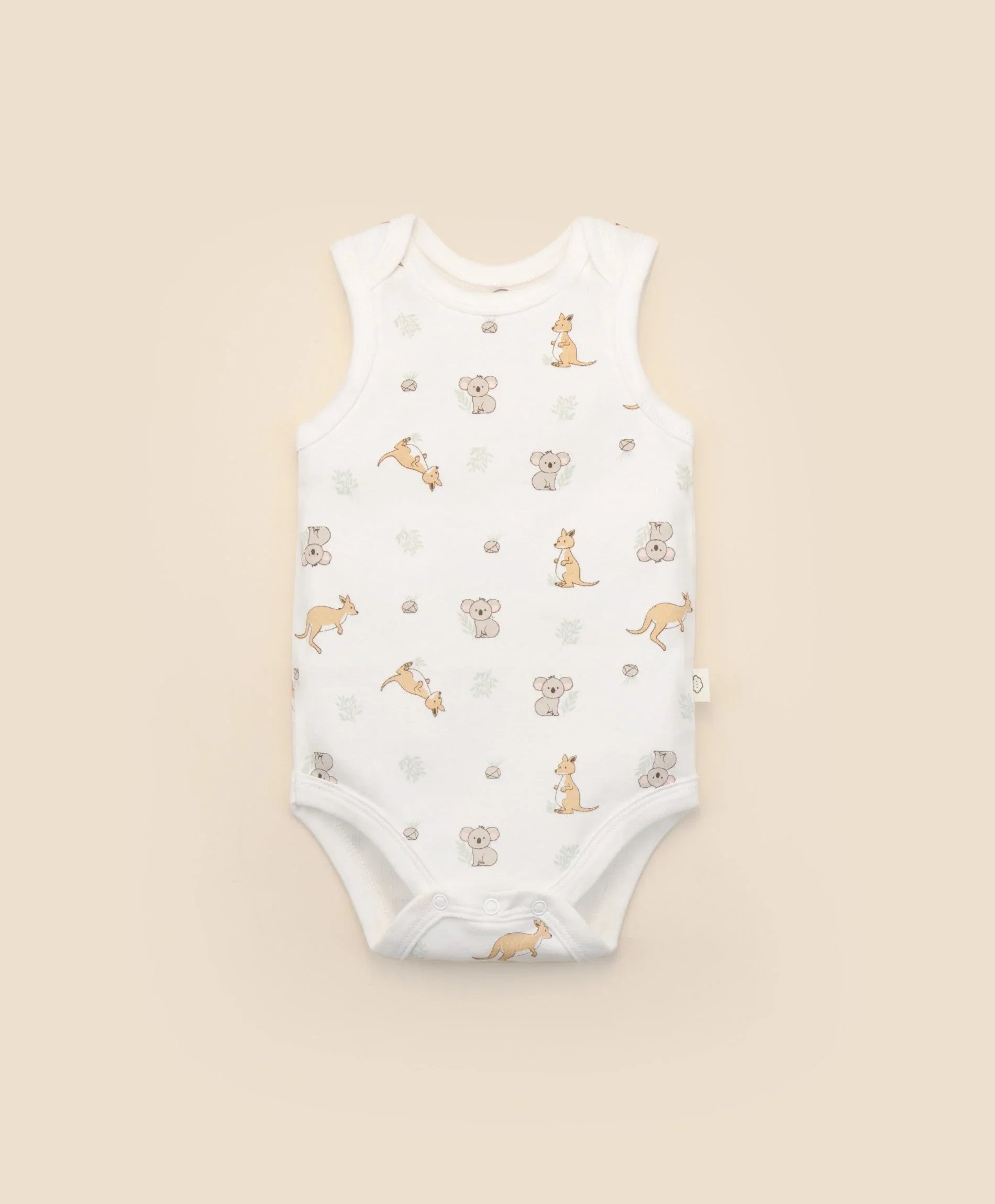 Singlet bodysuit - Kangaroo & koala Lummi in Colour Babywear