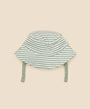 Organic Cotton Bucket Sun Hat - Forest Green with stripes and adjustable chin straps for comfortable babywear use