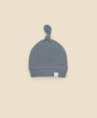 Organic Cotton Waffle Beanie - Charcoal Blue