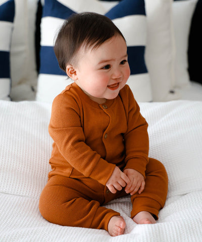 Waffle Button Growsuit  - Ginger Lummi in Colour Babywear