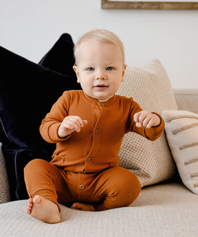 Waffle Button Growsuit  - Ginger Lummi in Colour Babywear