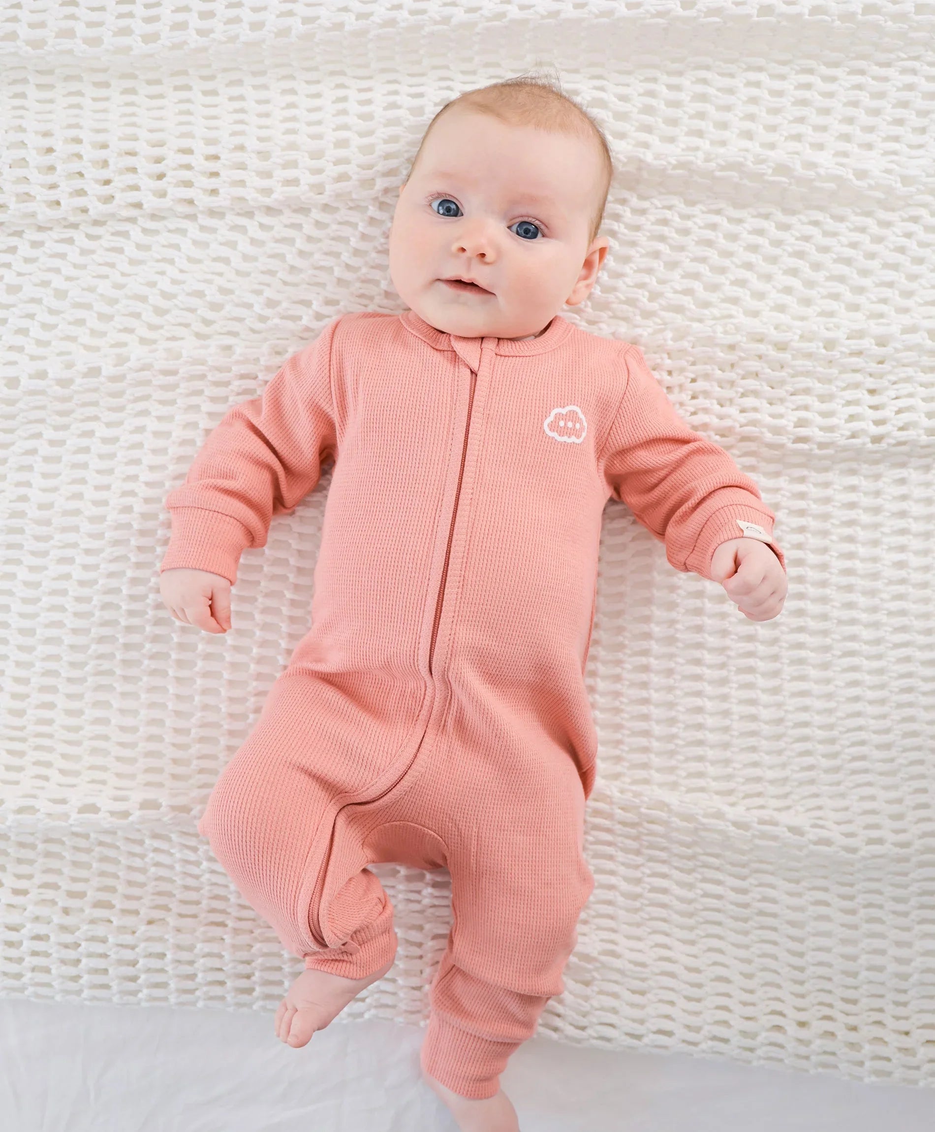 Organic Cotton Waffle Growsuit - Blush Pink