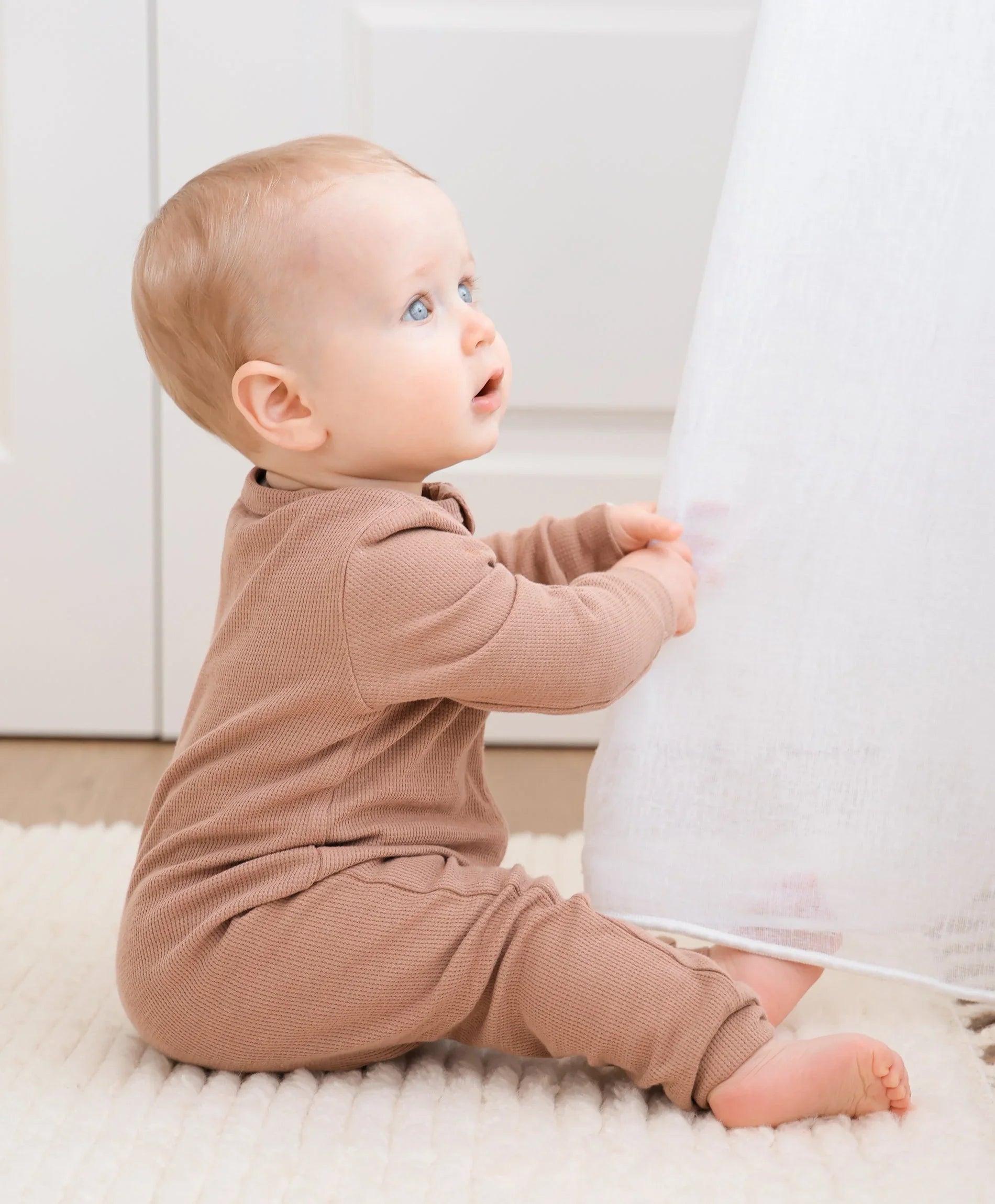 Organic Cotton Waffle Growsuit - Mocha