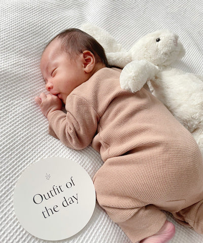 Waffle Zip Baby Growsuit - Mocha Lummi in Colour Babywear