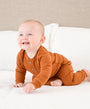 Organic Cotton Waffle Long Sleeve Bodysuit - Ginger