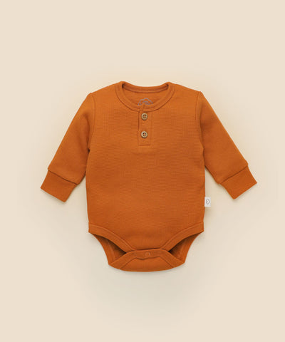 Waffle Long Sleeve Bodysuit - Ginger Lummi in Colour Babywear