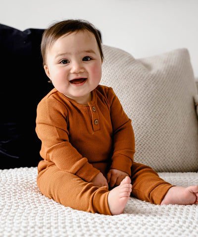 Waffle Long Sleeve Bodysuit - Ginger Lummi in Colour Babywear
