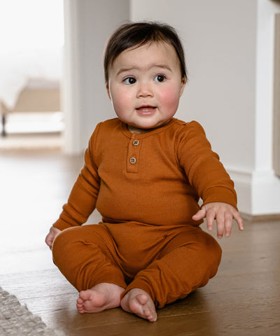 Waffle Long Sleeve Bodysuit - Ginger Lummi in Colour Babywear