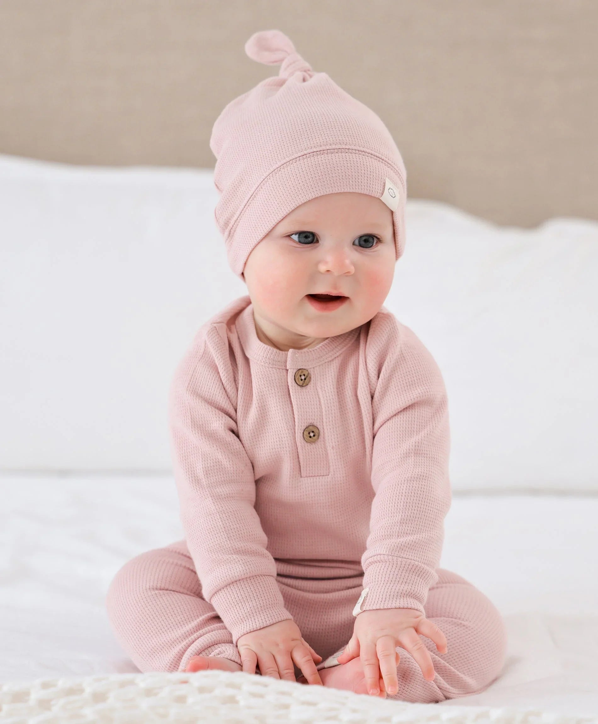 Organic Cotton Waffle Long Sleeve Bodysuit - Lavender