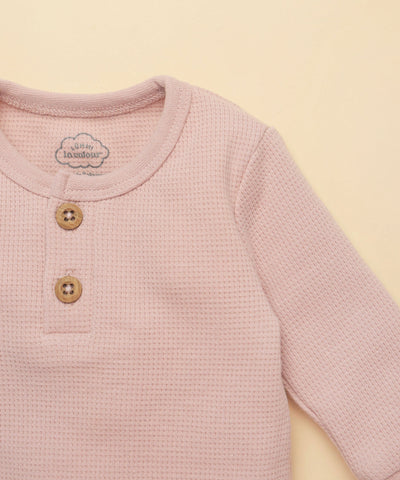 Waffle Long Sleeve Baby Bodysuit - Lavender Lummi in Colour Babywear
