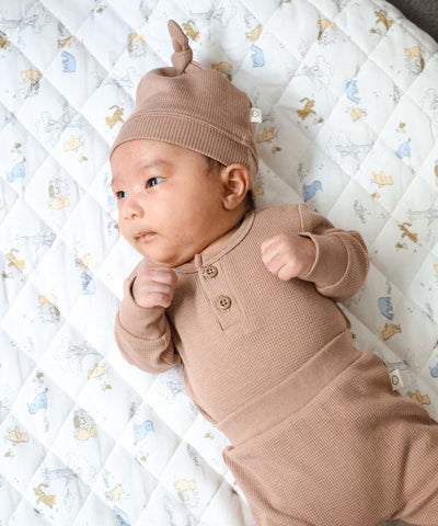 Waffle Long Sleeve Baby Bodysuit - Mocha Lummi in Colour Babywear