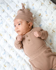 Waffle Long Sleeve Baby Bodysuit - Mocha