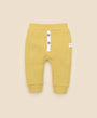 Organic Cotton Waffle Button Pants - Mustard