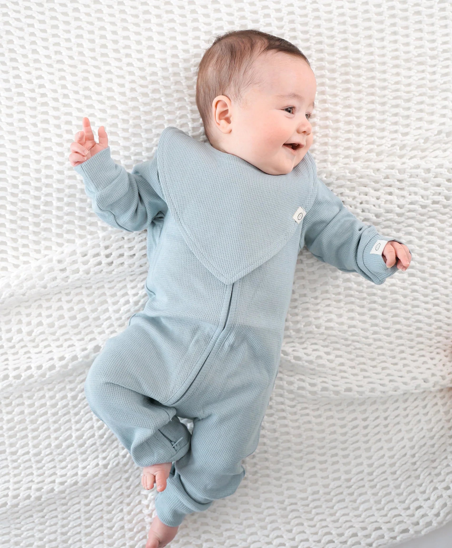 Organic Cotton Waffle Triangle Bib - Dusk Blue