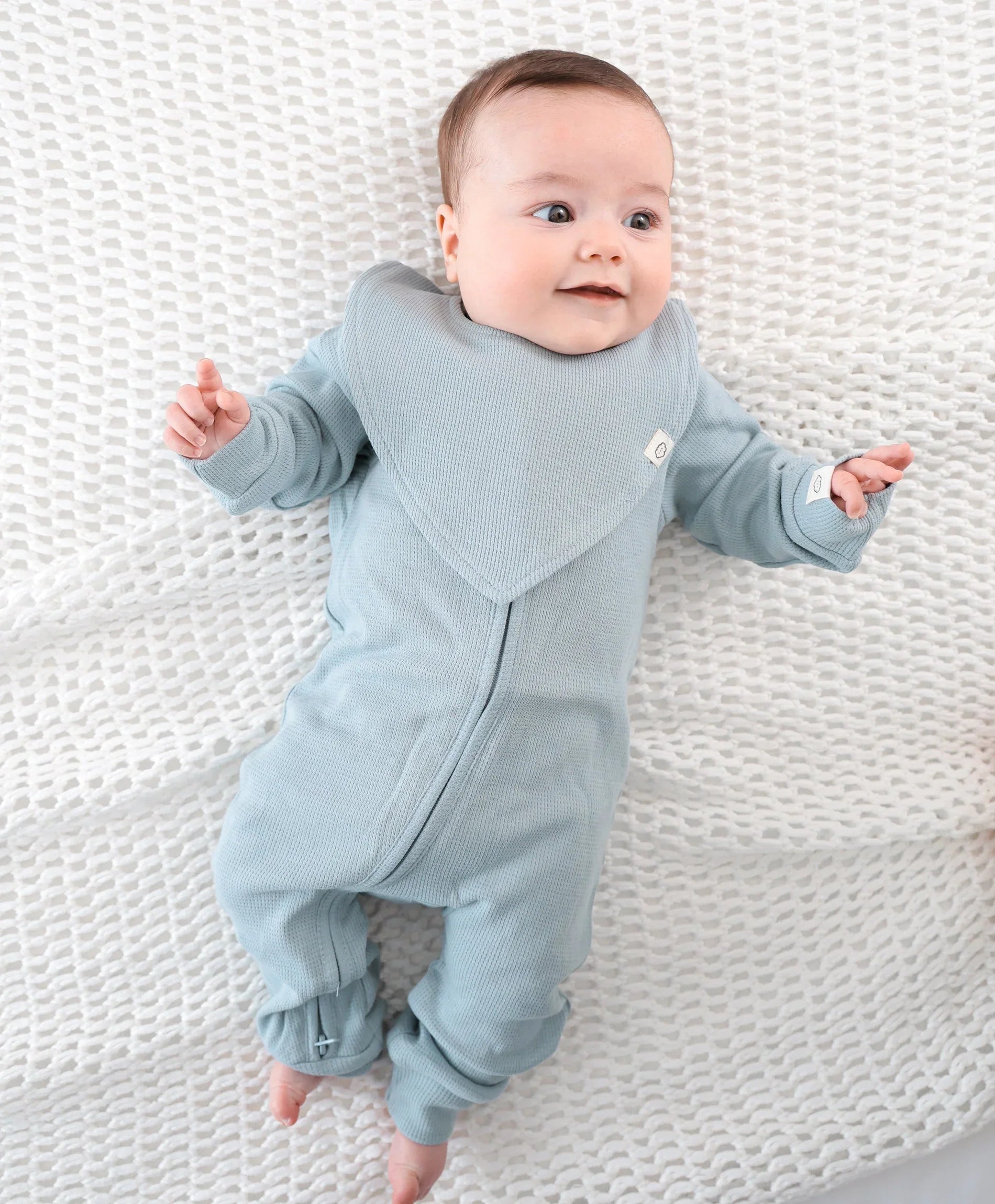 Organic Cotton Waffle Triangle Bib - Dusk Blue