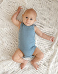 Comfy Baby Singlet Bodysuit - Heather Blue
