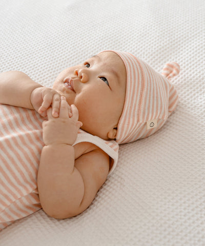 Comfy Beanie - Heather Pink stripes Lūmmi in Colour™ Babywear