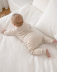 Comfy Baby Long Sleeve Bodysuit - Heather Beige stripes